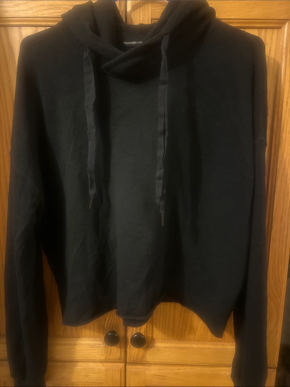Abercrombie & Fitch Black Cropped Drawstring Hoodie